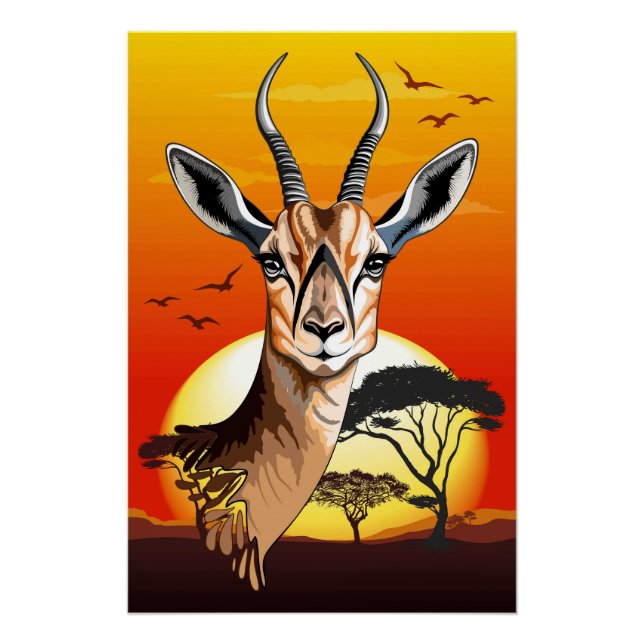 Gazelle African Antelope Wild Animal Poster (Vorderseite)