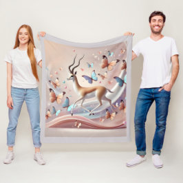 Gazelle and Butterflies Fantasy Art Fleecedecke