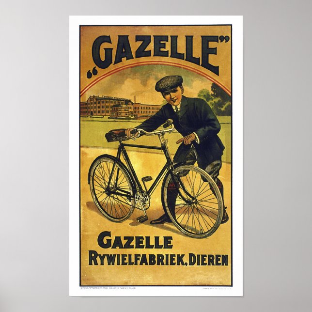 Gazelle Cycles Schönes Vintages Fahrradposter Poster (Vorne)