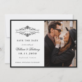[GAZELLE] Elegante Schwarz-Weiß-Monochrome Hochzei Save The Date