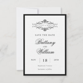 [GAZELLE] Elegante Schwarz-Weiß-Monochrome Hochzei Save The Date