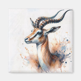 Gazelle Head Watercolor Portrait Magnet