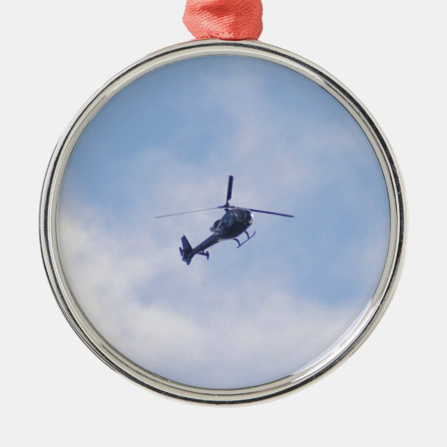 Gazelle Helicopter Silbernes Ornament (Vorne)