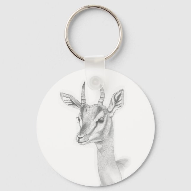 Gazelle-Studie in Bleistift Basic Button Key Ring Schlüsselanhänger (Vorderseite)