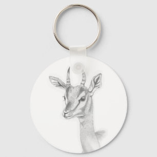 Gazelle Study in pencil Basic Button Key Ring Schlüsselanhänger