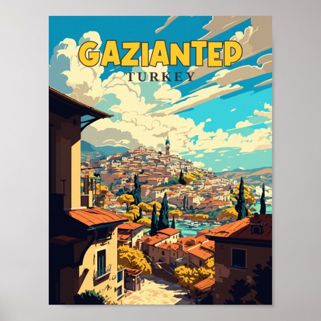 Gaziantep Turkey Vintage Illustration Poster (Vorne)