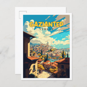 Gaziantep Turkey Vintage Illustration Postkarte