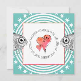 Gazing Fish Saint Exupery Quote Valentine Aqua Feiertagskarte