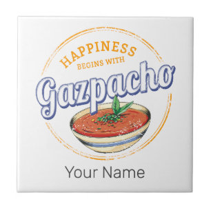 Gazpacho Soup Retro Cook Vintag Gourmet Spanien Fliese