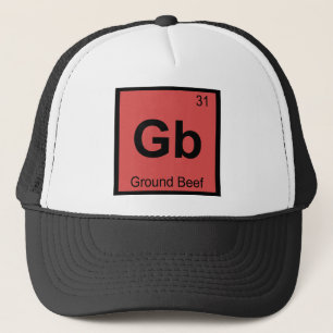 Gb - Chemie von Rinderhack Periodensystem Symbol Truckerkappe