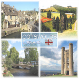 GB Cotswolds, Castle Combe, Panorama des Feldes, Aufkleber
