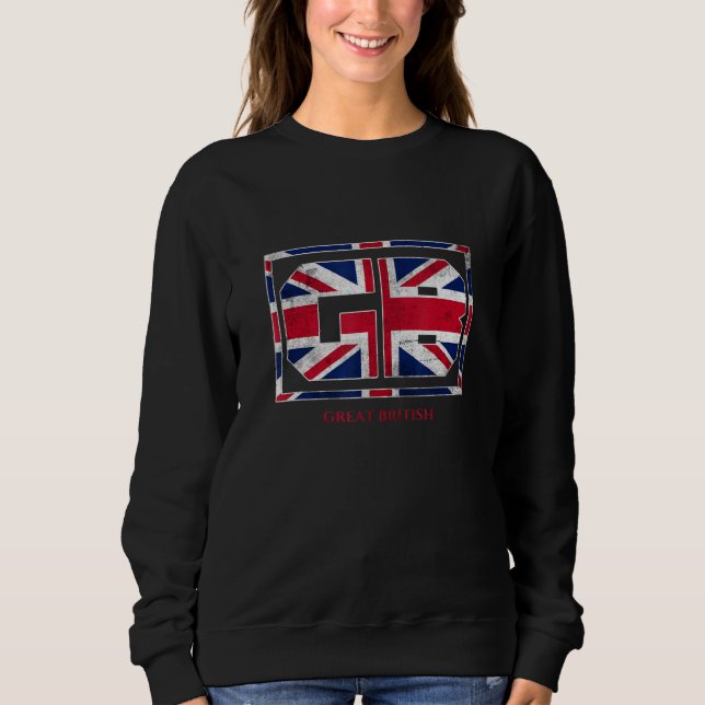 GB Great British with UK Flag Illustration Graphic Sweatshirt (Vorderseite)