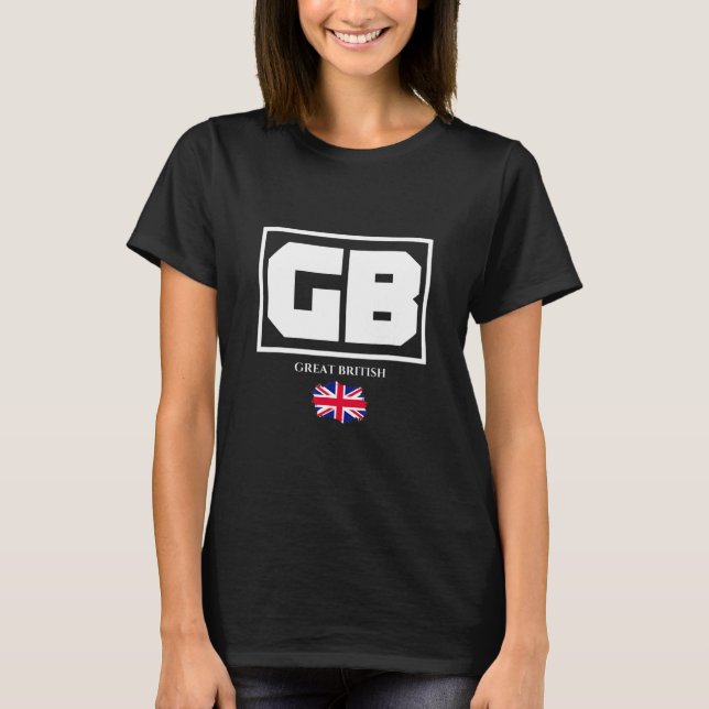 GB Great British with UK Flag Illustration Graphic T-Shirt (Vorderseite)