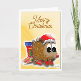 GB Holiday card with cute hedgehog Feiertagskarte