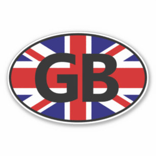 GB-Ländercode Union Jack-Flagge oval Aufkleber