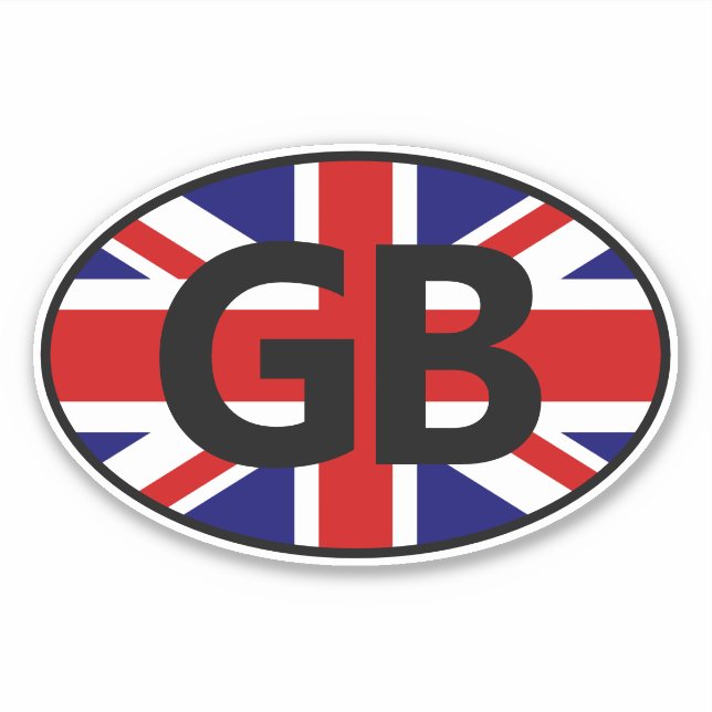 GB-Ländercode Union Jack-Flagge oval Aufkleber (Vorderseite)
