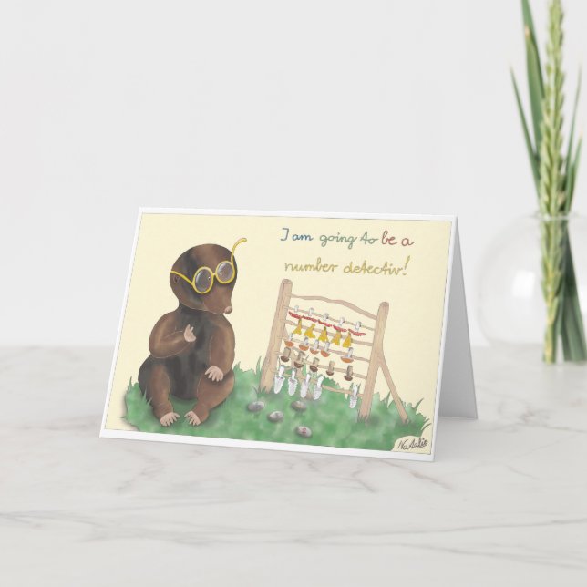 GB School enrollment card, lovingly hand-drawn boy Karte (Vorderseite)