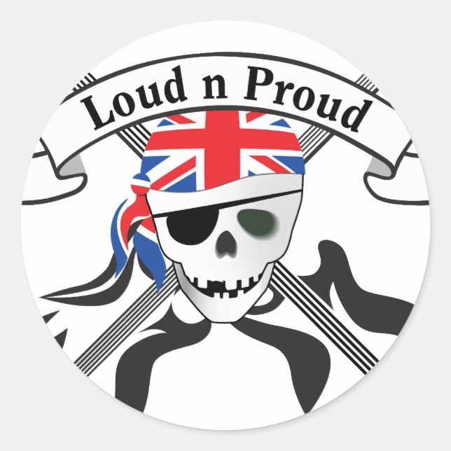 GB Scull & Guitars Runder Aufkleber (Vorderseite)