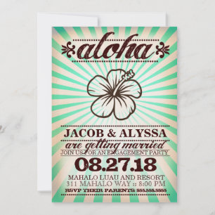 GC Aloha Sonnenuntergang Aqua Meeresalgen Verlobun Einladung