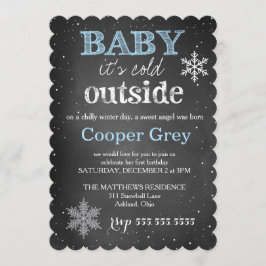 GC Blue Baby Es ist kalt draußen im Winter Geburts Einladung