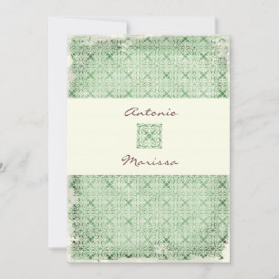  GC  ELEGANTE VINTAGE GRÜNE INVITATION EINLADUNG