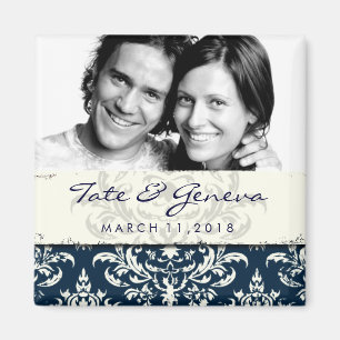 GC   Erika Vintag Damask Save the Date Marine Magnet