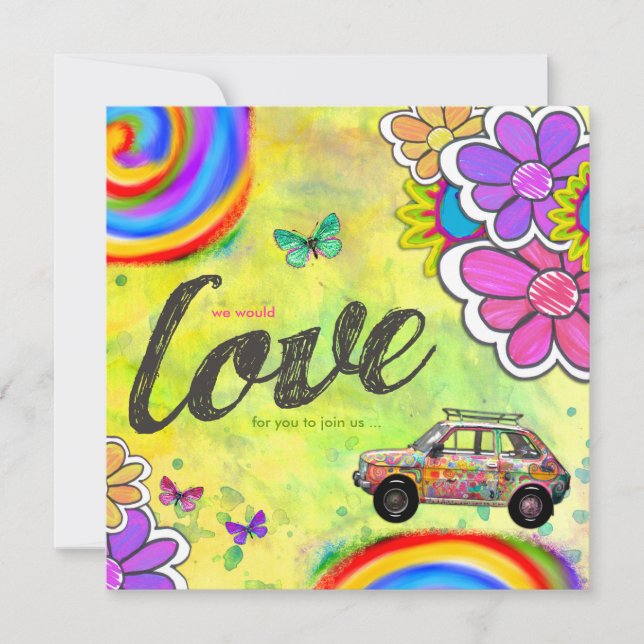 GC Hippy-Gefärbte Krawatte laden Einladung (Vorderseite)