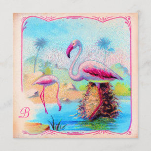 GC Lebendige Vintage-Flamingos Einladung