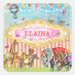 GC Magical Join the Circus Vintage Quadratischer Aufkleber