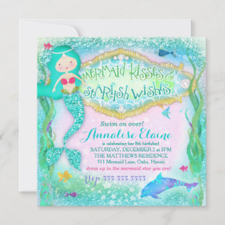 GC Magical Mermaid Einladung Glitzer