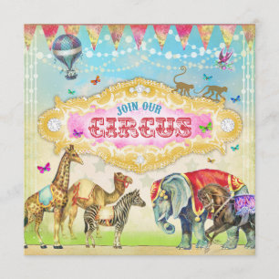 GC Magical Tritt dem Zirkus Vintage Streifen Einla Einladung