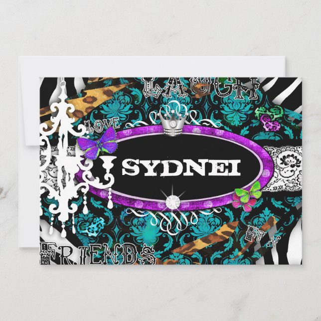 GC | Miss Fun n 'Extravagant Stuff Ultimate Blue Einladung (Vorderseite)