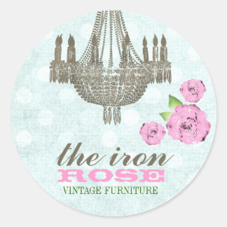 GC Pastel Pink & Mint Grüne Vintage Rose Punkte Runder Aufkleber