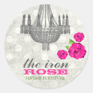 GC Rosa und Grau Vintage Rosen Punkte Runder Aufkleber