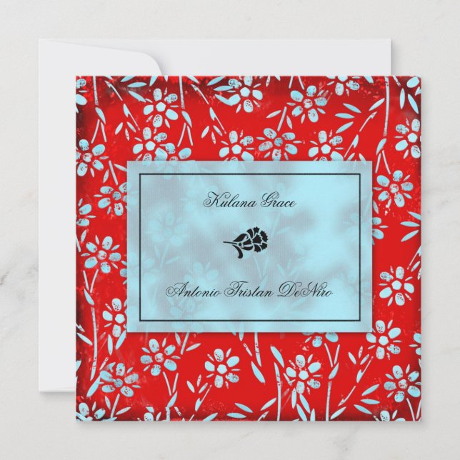 GC| Ruby Red & Turquoise Garden Square Einladung (Vorderseite)