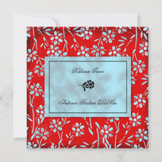 GC| Ruby Red & Turquoise Garden Square Einladung