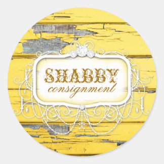 GC Shabby Vintag-Gelbholz-Aufkleber Runder Aufkleber