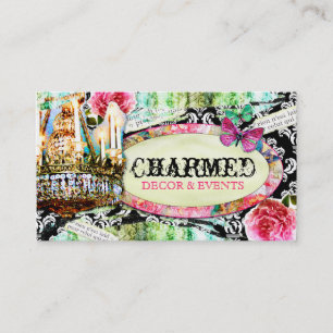 GC Shabby Vintage Charm Schwarzer Damast Visitenkarte