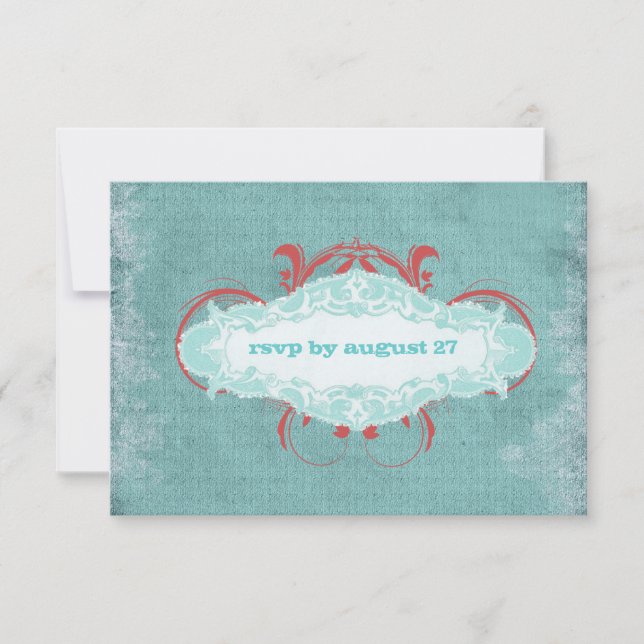GC | Tantalisation Türkis Rot "Alter" | Gold RSVP Karte (Vorderseite)