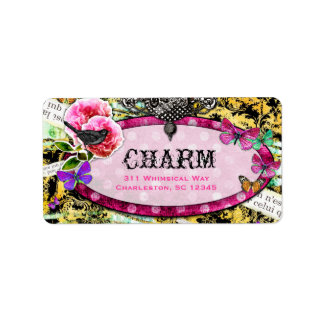 GC Whimsical Vintag Charm Pink Bee Adressaufkleber