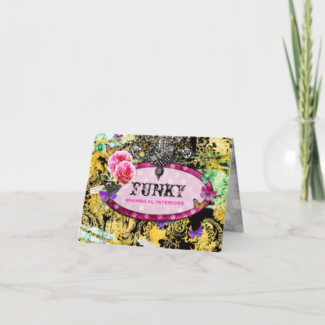 GC | Whimsical Vintag Pink Bee Karte (Vorderseite)