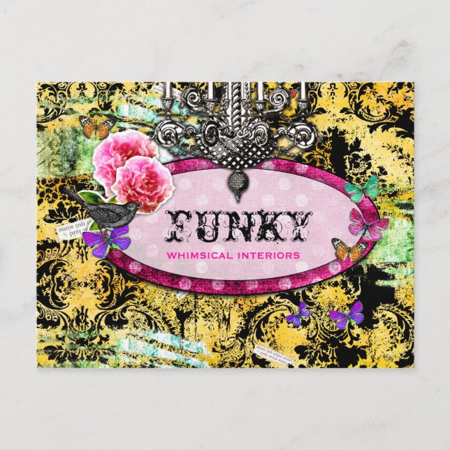 GC | Whimsical Vintag Pink Bee Postkarte (Vorderseite)
