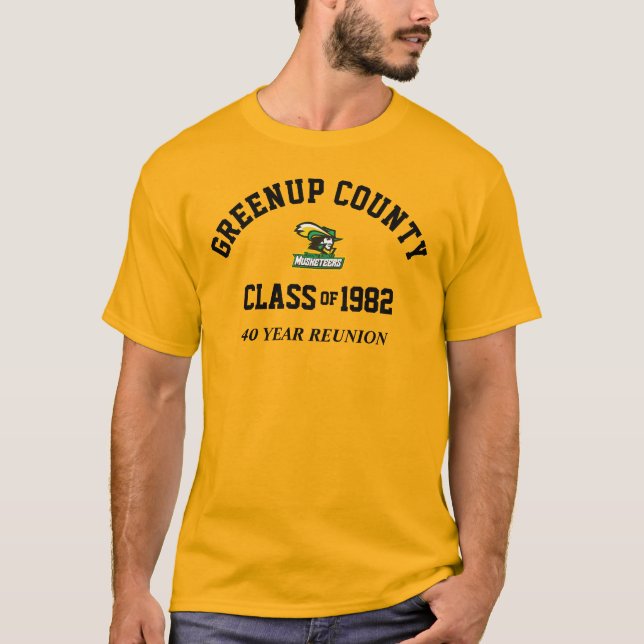 GCHS 82 Wiedersehen T - Shirt Gold mit Rücken (Vorderseite)