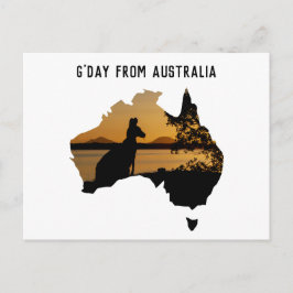 Gday aus Australien Schwarz-weiß Gold Sunset Postkarte