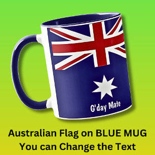 Gday Mate Australian Flag auf Blue Combo Tasse