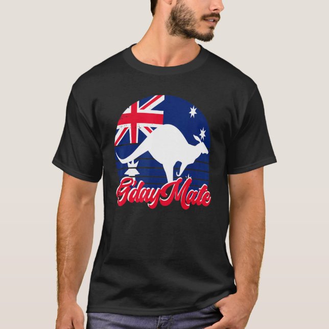 Gday Mate Kangaroo Aussie Animal Australia Flag Su T-Shirt (Vorderseite)