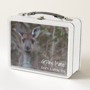 G'Day Mate! Personalisiert Niedliches Kangaroo Aus Metall Brotdose