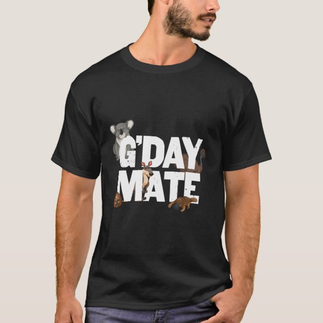 G'Day Mate Shirt Funny Australia Tiere Kangaroo (Vorderseite)