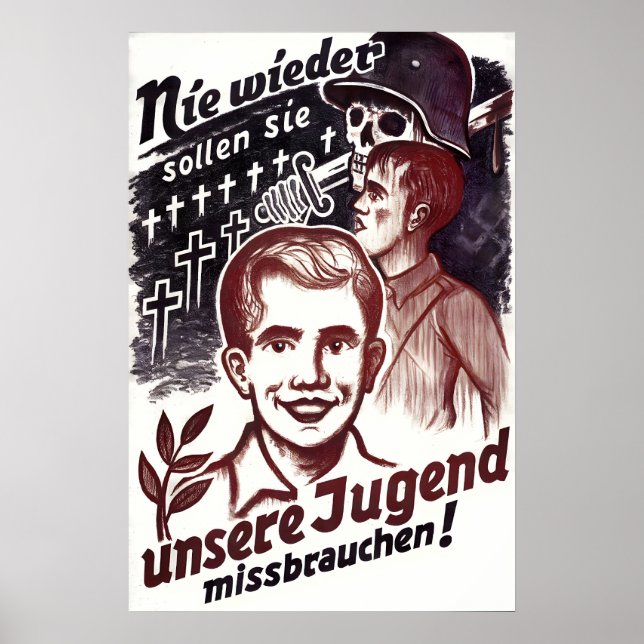 GDR Propaganda Poster Never shall they abuse our (Vorne)