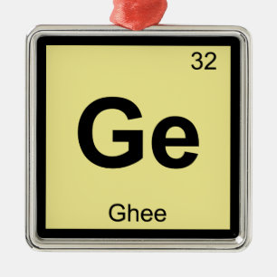 Ge - Ghee Butter Chemistry Periodic Table Symbol Silbernes Ornament